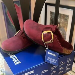 NEW IN BOX Birkenstock Boston Big Buckle Shearling Zinfandel Size 8 / 39 HTF
